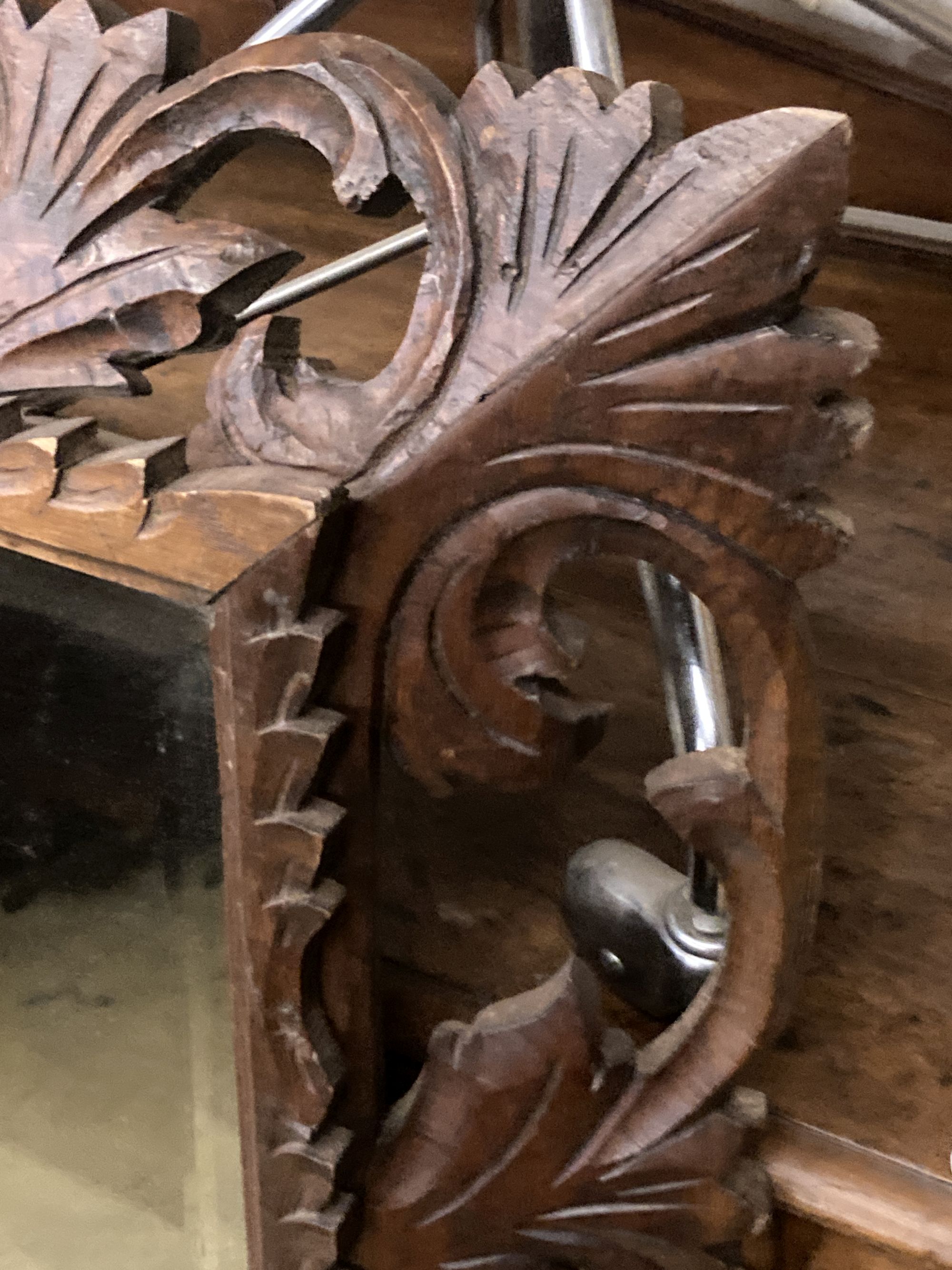 An early 20th century rectangular carved oak wall mirror, width 80cm, 110cm high